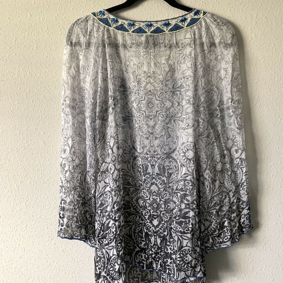 WHBM Petite Sheer White Metallic Beaded Tunic - Picture 7 of 7